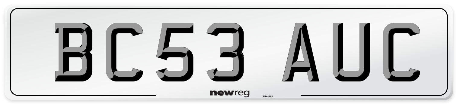 BC53 AUC Number Plate from New Reg